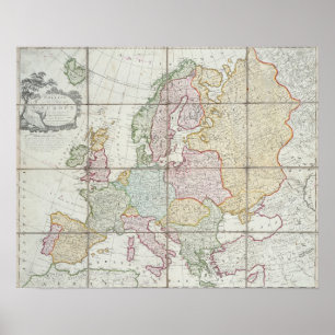Póster O mapa novo de Wallis de Europa