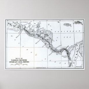 Póster O mapa props rotas Isthmian do canal