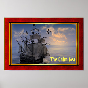 Poster O Mar Calmo - Galeão a navegar