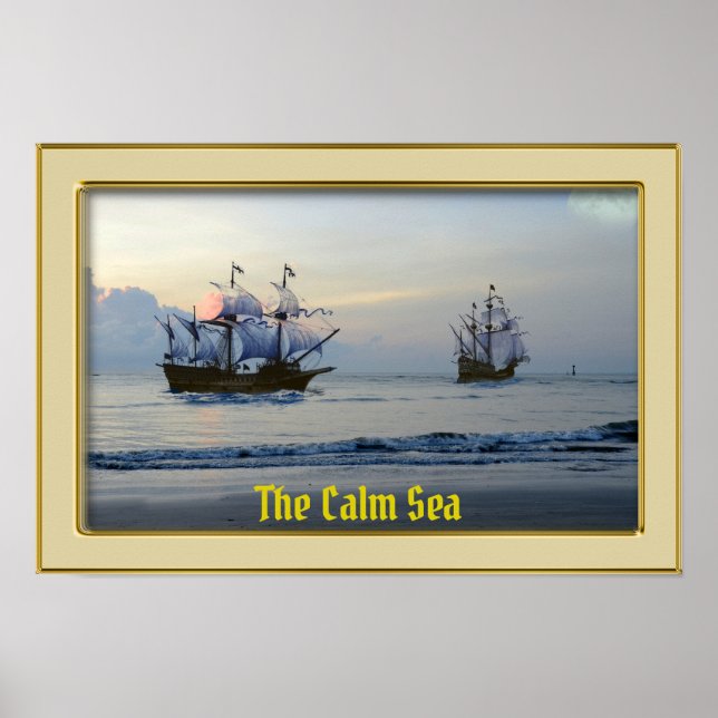 Poster O Mar Calmo - Galeões à Vela (Frente)