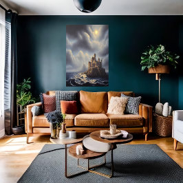 Poster O mar é uma rocha e um castelo | Arte AI