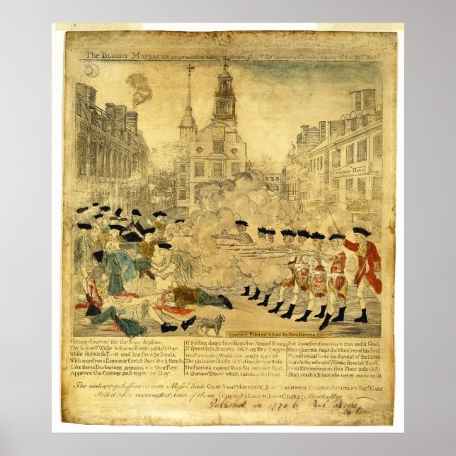 Póster O Massacre de Boston por Paul Revere (Frente)