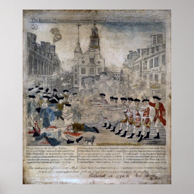 Póster O Massacre de Boston por Paul Revere 1770 (Frente)