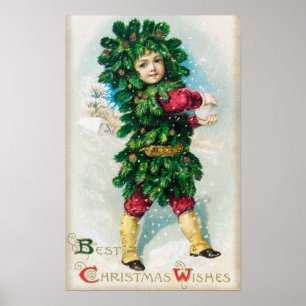 Poster O melhor Natal deseja o homem no casaco verde
