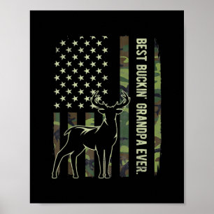 Poster O Melhor Vovô Ever Camo American Flag Deer