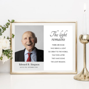Poster O Memorial Funeral Poema A Luz Permanece Com Foto