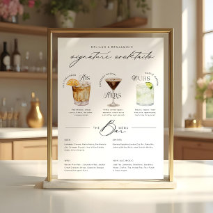 Poster O Menu Cocktail Da Assinatura Da Sua Aquarela