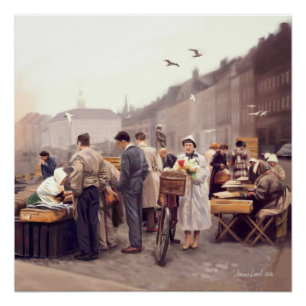 Póster O mercado da pesca da variedade Gammel