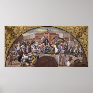 Poster O mercado de peixes em Les Halles, c.1660