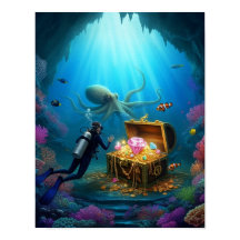 O mergulhador descobre o tesouro guardado