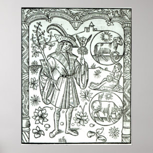 Póster O mês de abril com sol astrológico assina