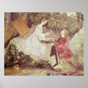 Poster O mês de julho, detalhe de um casal, c.1400