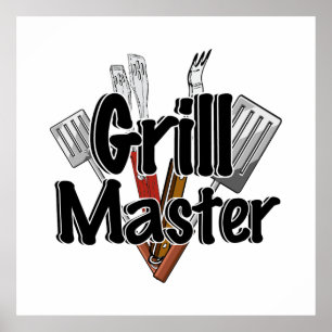 Poster O Mestre de Grill com Ferramentas de CHURRASCO