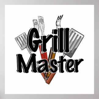 Poster O Mestre de Grill com Ferramentas de CHURRASCO