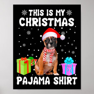Poster O Meu Cachorro Francês de Natal Pajama Puppy Lo