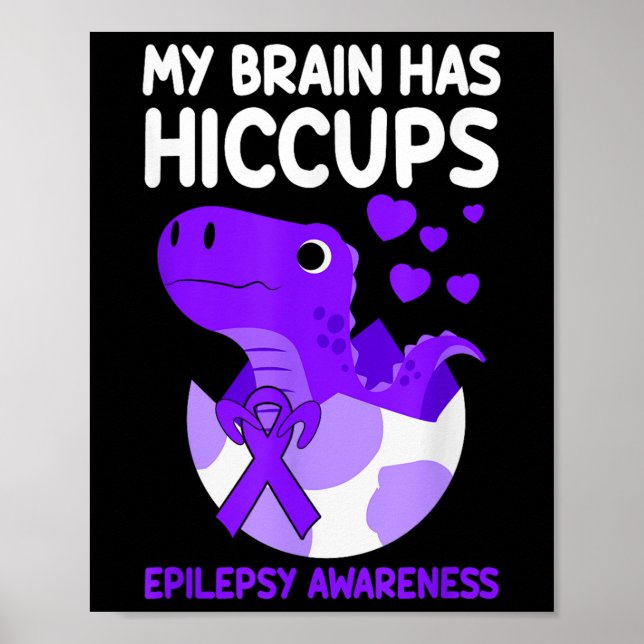Poster O Meu Cérebro Tem Hiccopes Roxo Epilepsia (Frente)