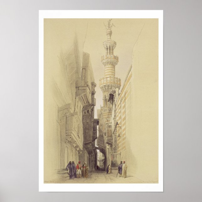 Poster O Minarete da Mesquita de El Rhamree, Cairo, para (Frente)