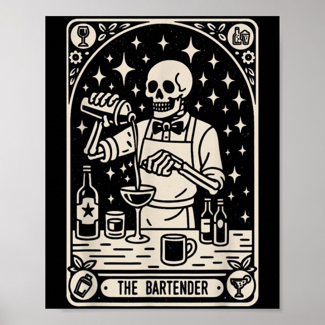 Poster O Mixologista Bartender Tarot Card Halloween Barm (Frente)
