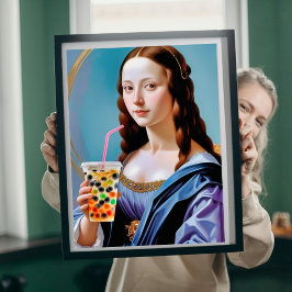 Poster O Momento de Chá Bubble da Mona Lisa
