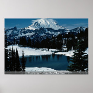 Poster O Monte Rainier, estado de Washington, inverno dos