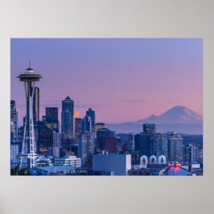 Póster O Monte Rainier no fundo