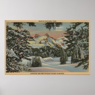 Póster O Monte Rainier, WA - pensão do paraíso & escala