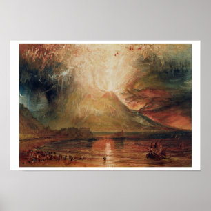 Póster O Monte Vesúvio na erupção, 1817 (w/c no papel)