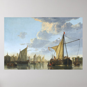 Poster O Mosa em Dordrecht por Aelbert Cuyp