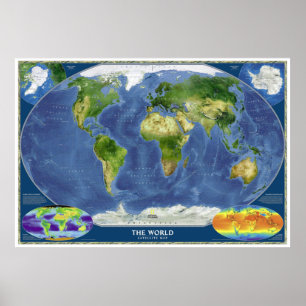 Poster "O Mundo: 2008/presente - Mapa por satélite ...