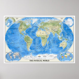Poster " O Mundo: 2011/hoje - Mapa do Mundo Físico...