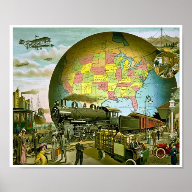 Poster O Mundo dos Transportes 1910 (Frente)