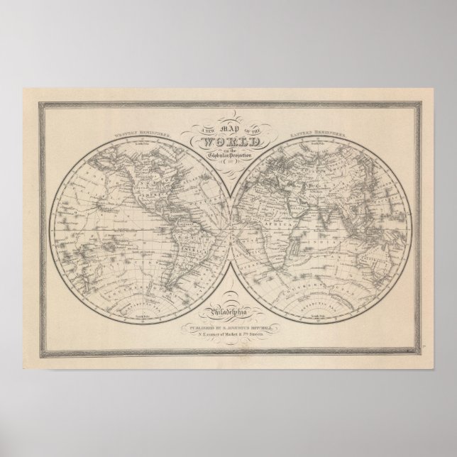 Póster O mundo sobre a projeção global (Frente)