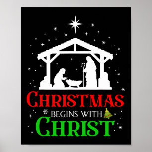 Poster O Natal Começa Com A Religião Cristã Cristo J