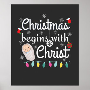 Poster O Natal começa com o T-Shirt Cristo