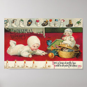 Poster O Natal Deseja Bebê e Brinquedos