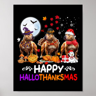Poster O Natal do Cão Pitbull Feliz Hallothankmas