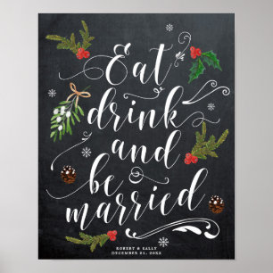 Poster o Natal do inverno come a bebida seja casamento
