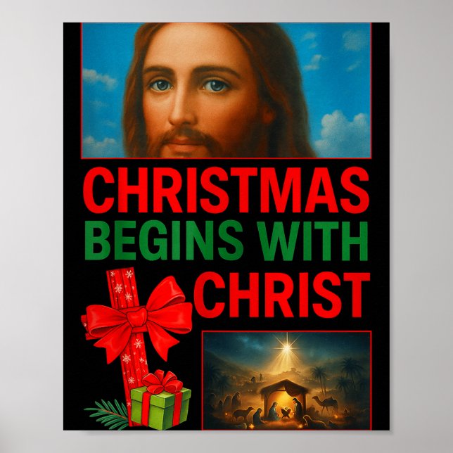 Poster O Natal Hugvyn Começa Com A Cruz De Cristo Jesus (Frente)