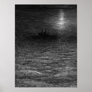 Poster O navio marooned em um mar enluarada