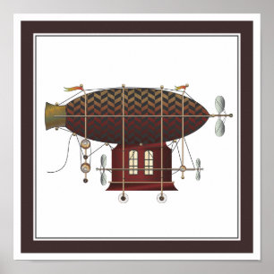 Poster O Navio Petite Rouge Steampunk Flying Machine
