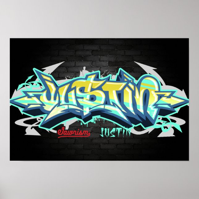 Poster O nome Justin em grafite (Frente)