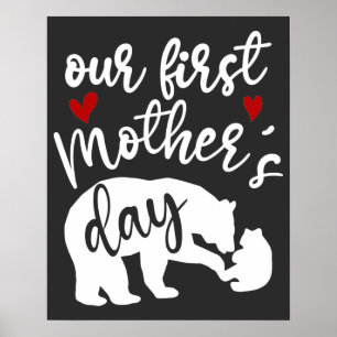 Poster O nosso primeiro Dia de as mães "Hearts Mama Bear