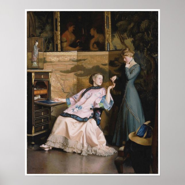 Póster O Novo Colar, William McGregor Paxton (Frente)