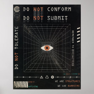 Poster O Observador - Design de Streetwear Techno-Brutali