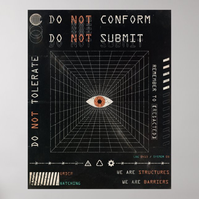 Poster O Observador - Design de Streetwear Techno-Brutali (Frente)