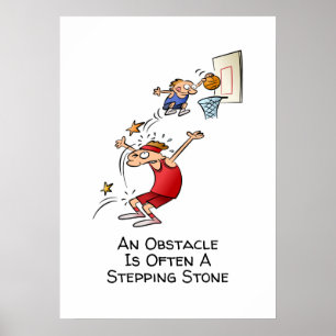 Poster O Obstáculo Motivacional É Um Cartoon Stone Stone