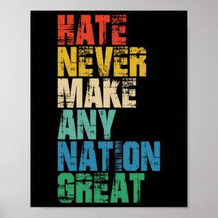 Poster O ódio nunca tornou nenhuma nação grande Anti Trum