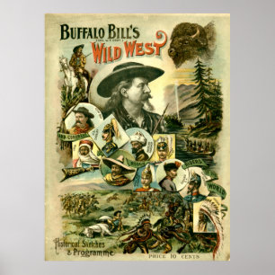 Poster O oeste selvagem de Buffalo Bill do vintage