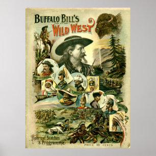 Poster O oeste selvagem de Buffalo Bill do vintage