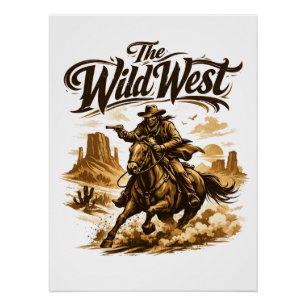 Póster O Oeste Selvagem – Poster de Cowboy em Ação